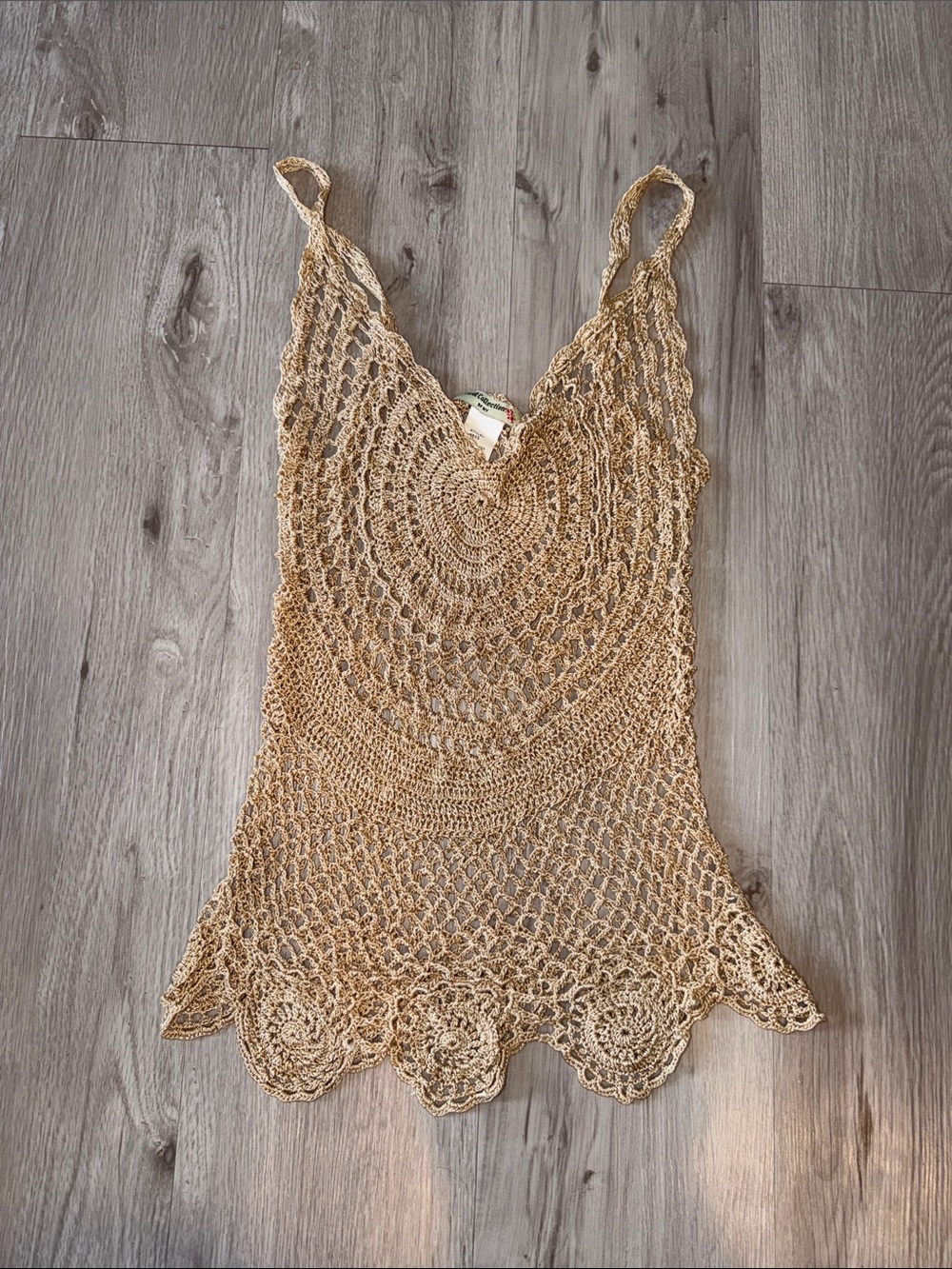 Crochet Swim Cover-Up Tank in Tan